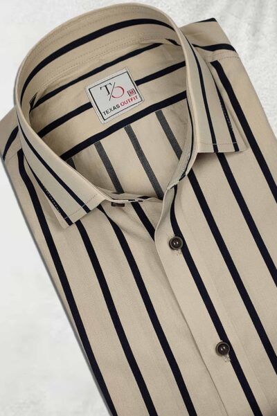 Black Beige Striped Egyptian Cotton Shirt